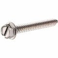 Hillman Screw, #10 Thread, 1/2 in L, Full Thread, Washer Head, Hex, Slotted Drive, Sharp Point, Stainless Steel 823084